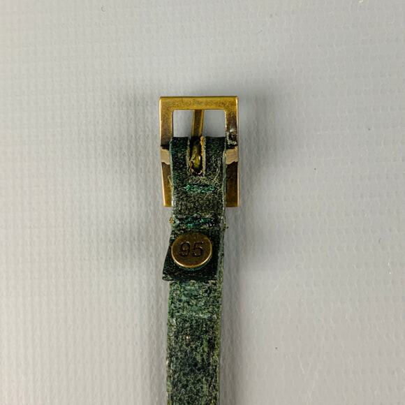 VINTAGE Size XL Thin Green Leather Belt main image 6